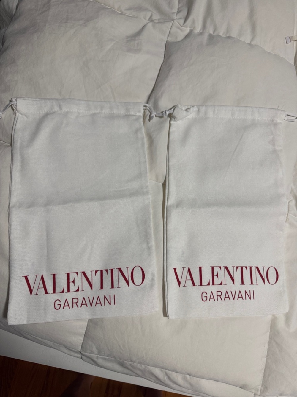 Valentino Garavani White Dust Bags with Red Logo - Pair